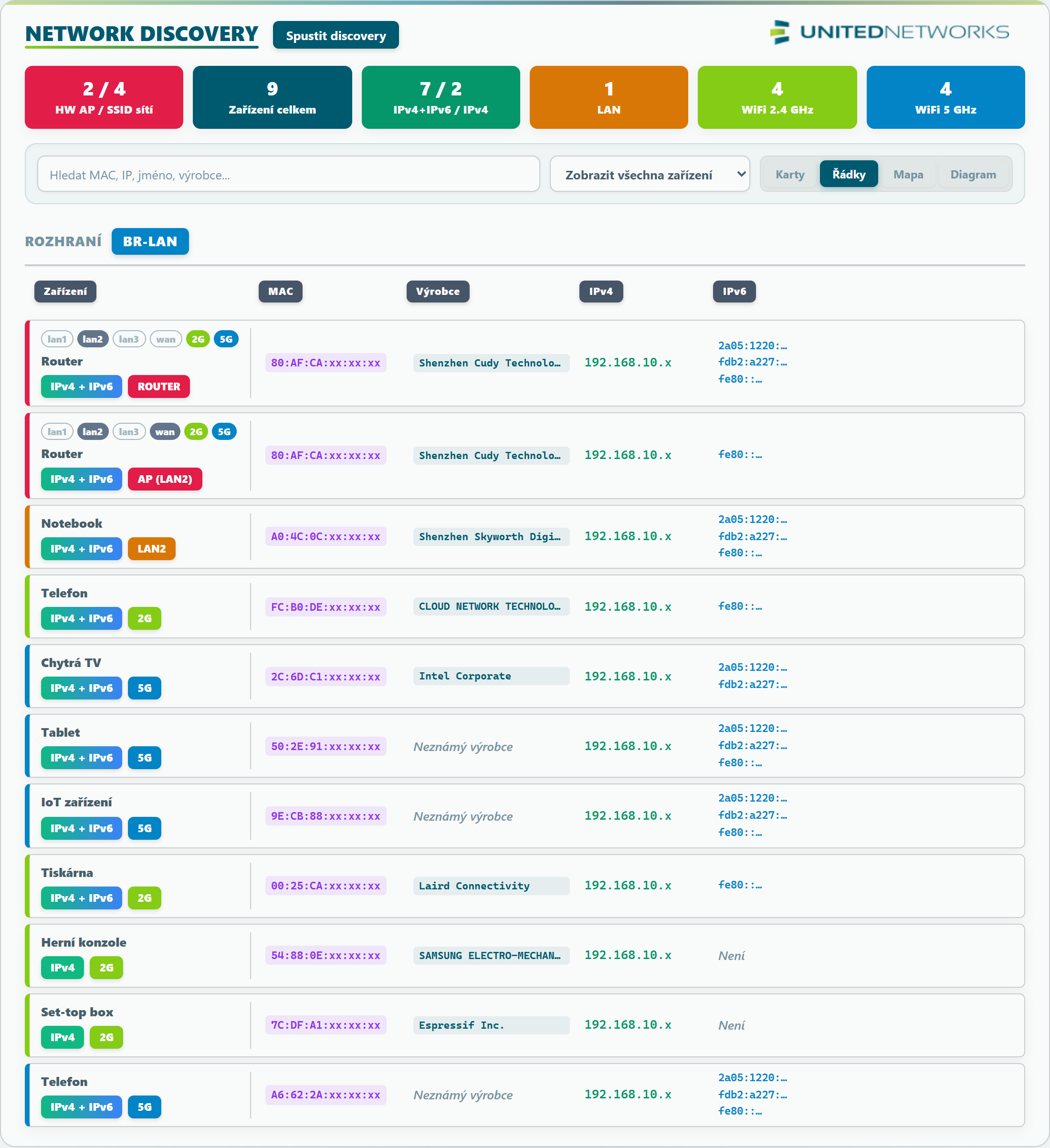 luci-app-discovery-un · síťový sken zařízení