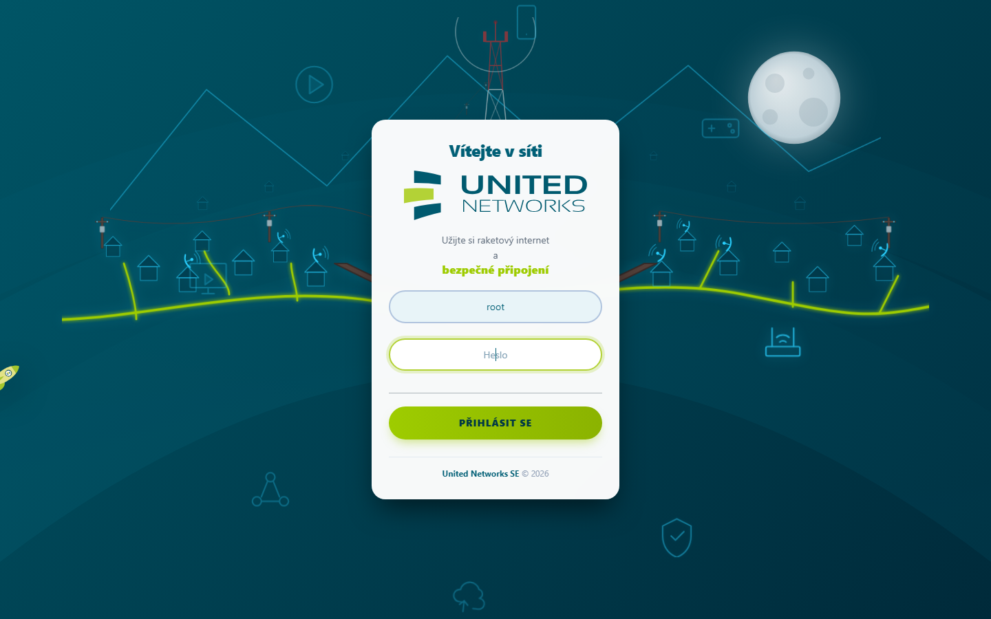 luci-theme-un-branding · přihlašovací obrazovka ve značce United Networks